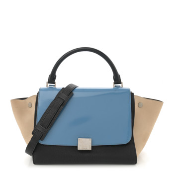 CELINE Smooth Calfskin Medium Tri-Color Trapeze Blue