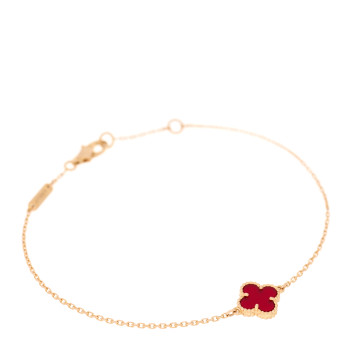 VAN CLEEF & ARPELS 18K Rose Gold Carnelian Sweet Alhambra Bracelet