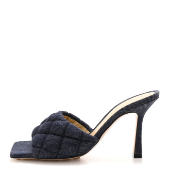BOTTEGA VENETA Denim Matelasse Padded Mule Sandals 36 Indigo