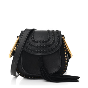 CHLOE Calfskin Braided Mini Hudson Shoulder Bag Black