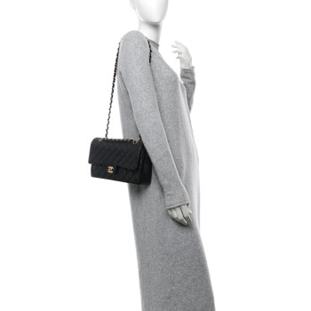 CHANEL Caviar Quilted Medium Double Flap Black