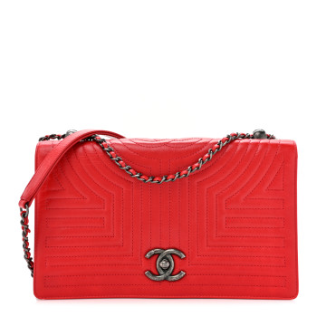 CHANEL Calfskin Quilted Small Korean Garden Flap Red