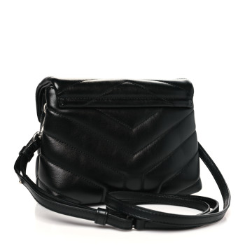 SAINT LAURENT Calfskin Y Quilted Monogram Toy Loulou Crossbody Bag Black