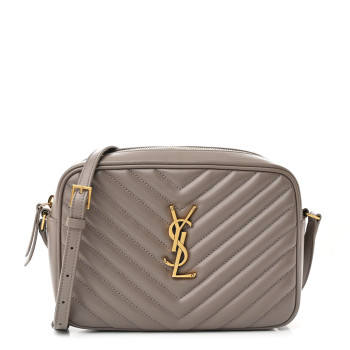 SAINT LAURENT Calfskin Matelasse Monogram Lou Camera Bag Dusty Grey