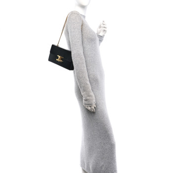 CELINE Shiny Calfskin Triomphe Chain Box Bag Black