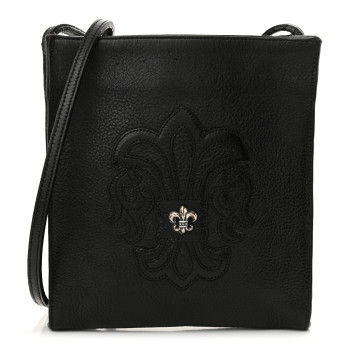 CHROME HEARTS Grained Calfskin Fleur De Lis Square Pocket Crossbody Black