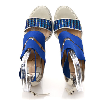 CHRISTIAN LOUBOUTIN Calfskin Patrouiagoma 100 Platform Sandals 40 Blue