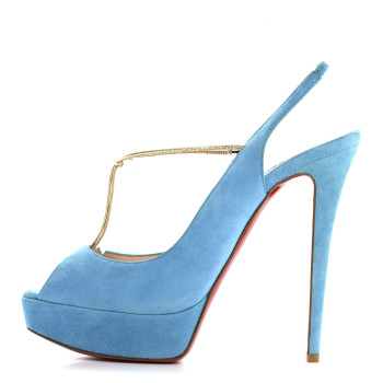 CHRISTIAN LOUBOUTIN Veau Velours Spritney 100 Peep Toe Pump 41 Blue