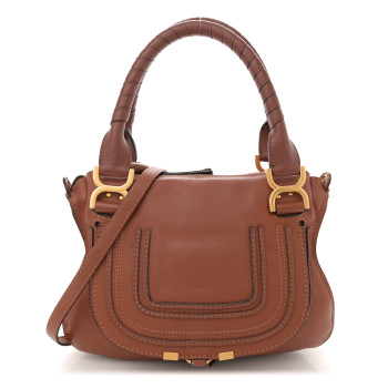 CHLOE Calfskin Small Marcie Satchel Tan