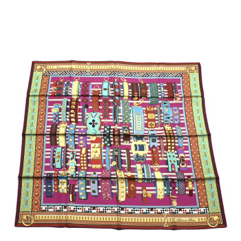 HERMES Silk Colliers de Chiens Scarf 90 Fuchsia Turquoise Grenat