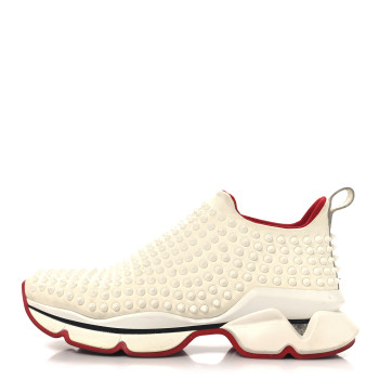 CHRISTIAN LOUBOUTIN Neoprene Spike Sock Donna Flat Sneakers 40.5 White Snow