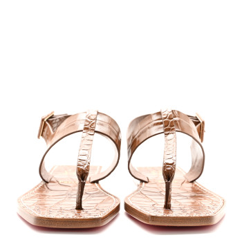 CHRISTIAN LOUBOUTIN Calfskin Crocodile Embossed Cubongo Sandals 36 Biscotto