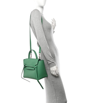 CELINE Grained Calfskin Micro Belt Bag Pop Green