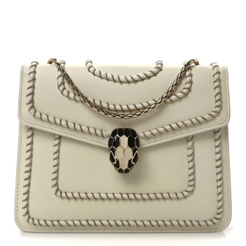 BULGARI Calfskin Woven Chain Serpenti Forever Crossbody Bag White BULGARI Calfskin Woven Chain Serpenti Forever Crossbody Bag White