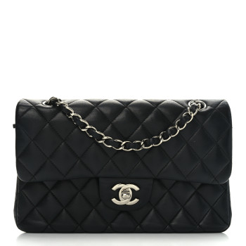 CHANEL Lambskin Quilted Small Double Flap Black