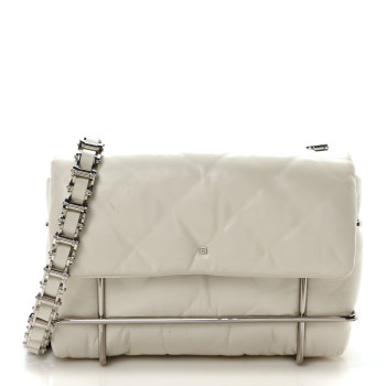 ALEXANDER WANG Calfskin Quilted Halo Xbody Bag White