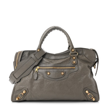 BALENCIAGA Agneau Giant 12 Gold Hardware City Beige Liege