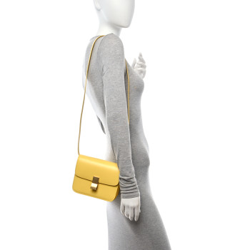 CELINE Box Calfskin Teen Classic Box Flap Bag Yellow