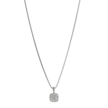 DAVID YURMAN Sterling Silver Diamond Pave 7mm Petite Albion Pendant Necklace DAVID YURMAN Sterling Silver Diamond Pave 7mm Petite Albion Pendant Necklace