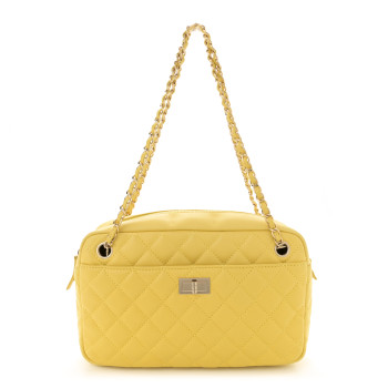 CHANEL Calfskin Quilted Reissue Medium Camera Case  Yellow