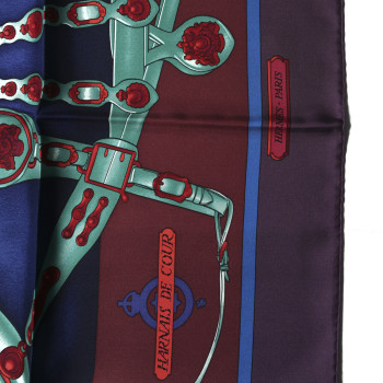 HERMES Silk Harnais De Cour Scarf 90