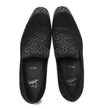 CHRISTIAN LOUBOUTIN Embroidered Mens Flat Loafer 43 Black