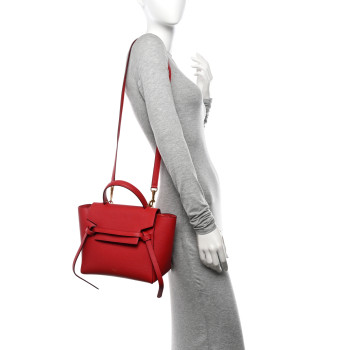 CELINE Baby Grained Calfskin Micro Belt Bag Coquelicot