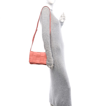 BOTTEGA VENETA Lambskin Maxi Intrecciato Cassette Crossbody Bag Tangerine