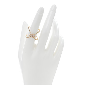 GUCCI 18K Yellow Gold Diamond Running G Cross Pave Ring 56 7.5