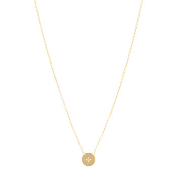 FOUNDRAE 18K Yellow Gold Diamond Internal Compass Stationary Necklace