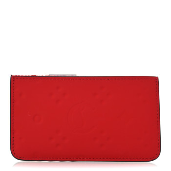 CHRISTIAN LOUBOUTIN Calfskin Loubinthesky Credilou Zipped Card Holder Loubi