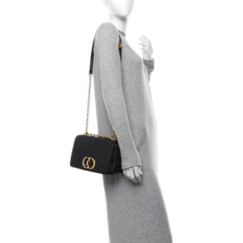 CHRISTIAN DIOR Calfskin Cannage Medium Caro Bag Black CHRISTIAN DIOR Calfskin Cannage Medium Caro Bag Black