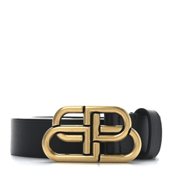 BALENCIAGA Natural Calfskin BB 25mm Thin Belt 70 28 Black