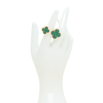 VAN CLEEF & ARPELS 18K Yellow Gold Malachite Magic Alhambra Between the Finger Ring 51 5.75