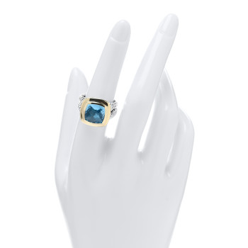 DAVID YURMAN Sterling Silver 18K Yellow Gold Blue Topaz 11mm Albion Ring 54 7 DAVID YURMAN Sterling Silver 18K Yellow Gold Blue Topaz 11mm Albion Ring 54 7