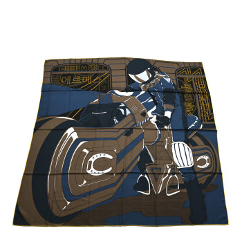 HERMES Silk Cashmere Mysterious Rider Shawl 140