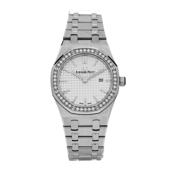 AUDEMARS PIGUET Stainless Steel Diamond Bezel 33mm Oak Lady Quartz Watch Silver 67651ST.ZZ1261ST.01