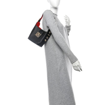 CHRISTIAN LOUBOUTIN Grained Calfskin Mini Carasky Bucket Bag Black