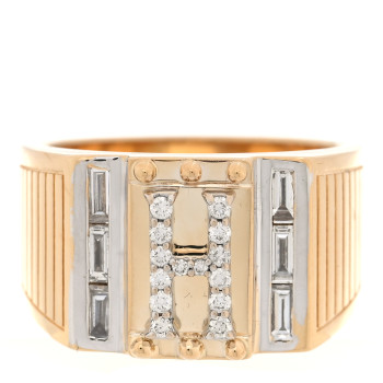 FOUNDRAE 18K Yellow White Gold Diamond Lovestruck Pierced Initial H Ring 44 3