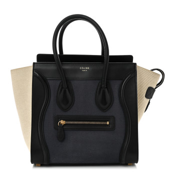 CELINE Canvas Smooth Calfskin Micro Tri-Color Luggage Navy Blue