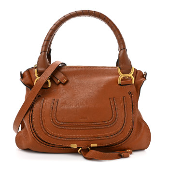CHLOE Calfskin Medium Marcie Satchel Tan