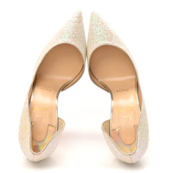 CHRISTIAN LOUBOUTIN Glitter Iriza 100 Pumps 38.5 White