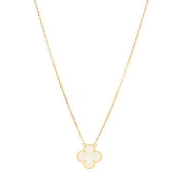 VAN CLEEF & ARPELS 18K Yellow Gold Mother of Pearl Vintage Alhambra Pendant Necklace