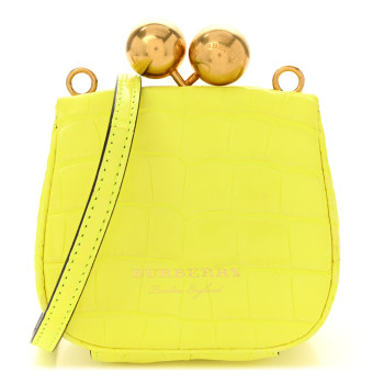 BURBERRY Alligator Mini Frame Bag Neon Yellow