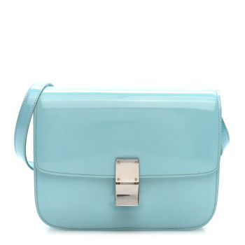 CELINE Spazzolato Calfskin Medium Classic Box Flap Bag Glacier