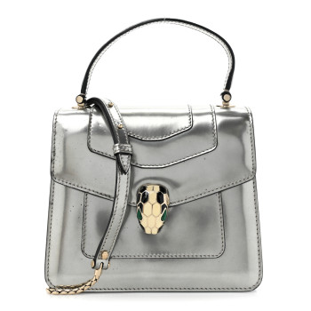 BULGARI Metallic Calfskin Serpenti Forever Top Handle Silver BULGARI Metallic Calfskin Serpenti Forever Top Handle Silver