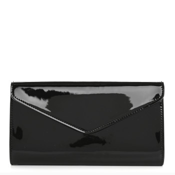 SAINT LAURENT Patent Y-Mail Zip Around Wallet Black