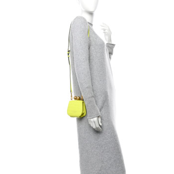 BURBERRY Alligator Mini Frame Bag Neon Yellow