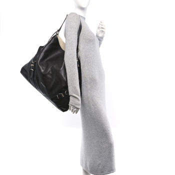 GIVENCHY Calfskin Shearling Large Voyou Bag Chocolate