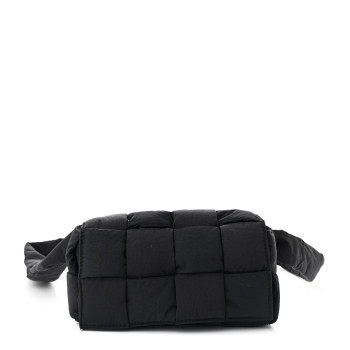 BOTTEGA VENETA Nylon Intrecciato Padded Tech Mini Cassette Belt Bag Black